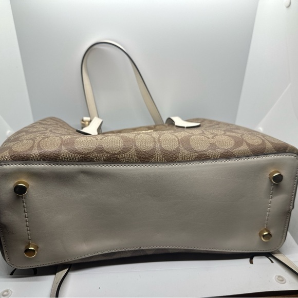 Coach Brown and Cream Signature Tote Coach Latge Avenue Carryall Canvas - Picture 3 of 11